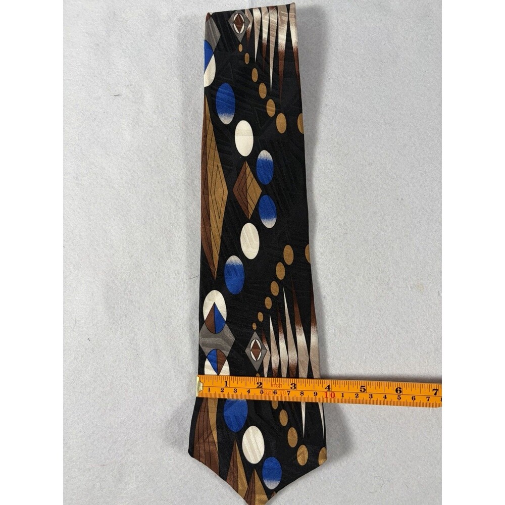 Screenplay By Martin Wong Geometric 100% Silk Necktie Designer Tie Art Deco